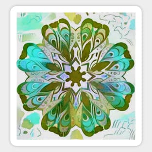 Mandala in blues and greens Sticker